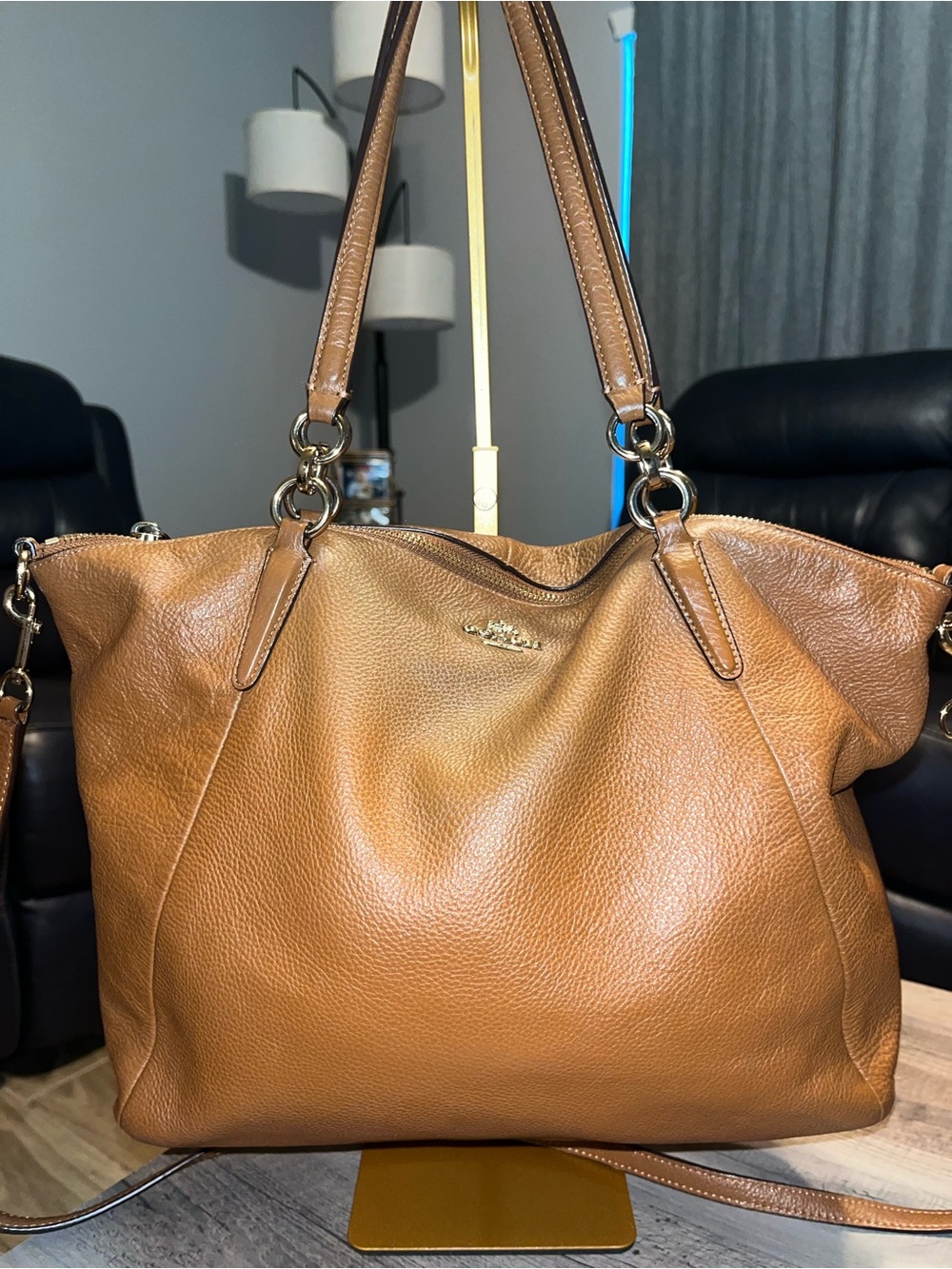 Coach Brown Pebbled Leather Shoulder and Crossbody Bag